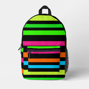 Neon Stripes Pattern Printed Backpack