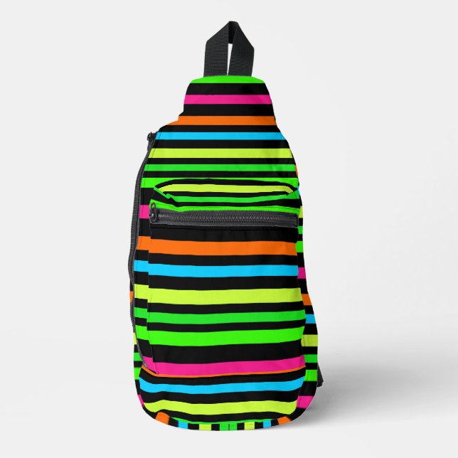 Neon Stripes Pattern Sling Bag (Front)