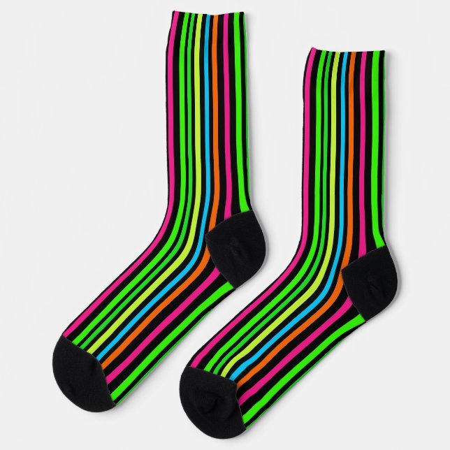 Neon Stripes Pattern Socks (Left)