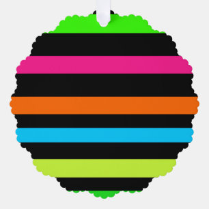 Neon Stripes Pattern Tree Decoration Card
