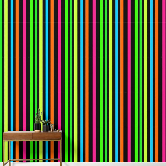 Neon Stripes Pattern Wallpaper (Hallway)