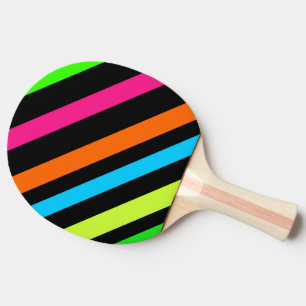 Neon stripes ping pong paddle