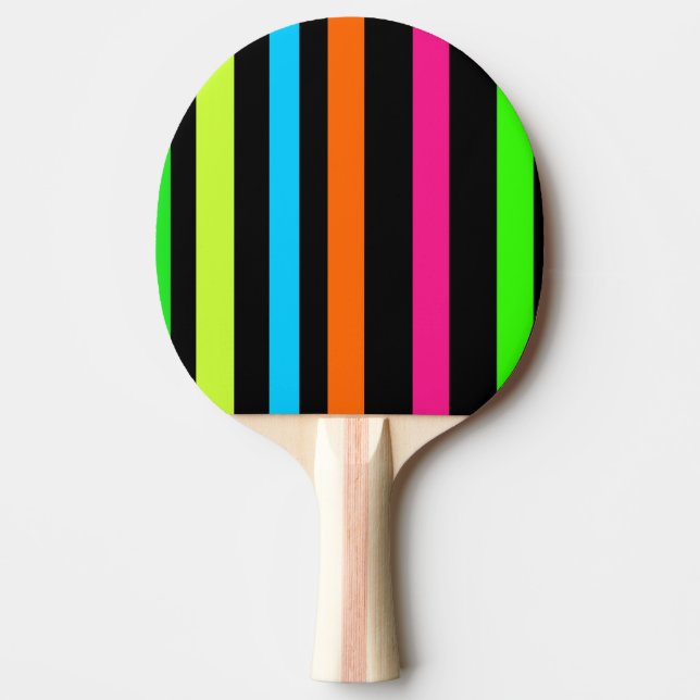 Neon stripes ping pong paddle (Front)