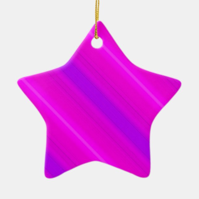 Neon stripes - pink, fuchsia and violet ceramic tree decoration (Front)