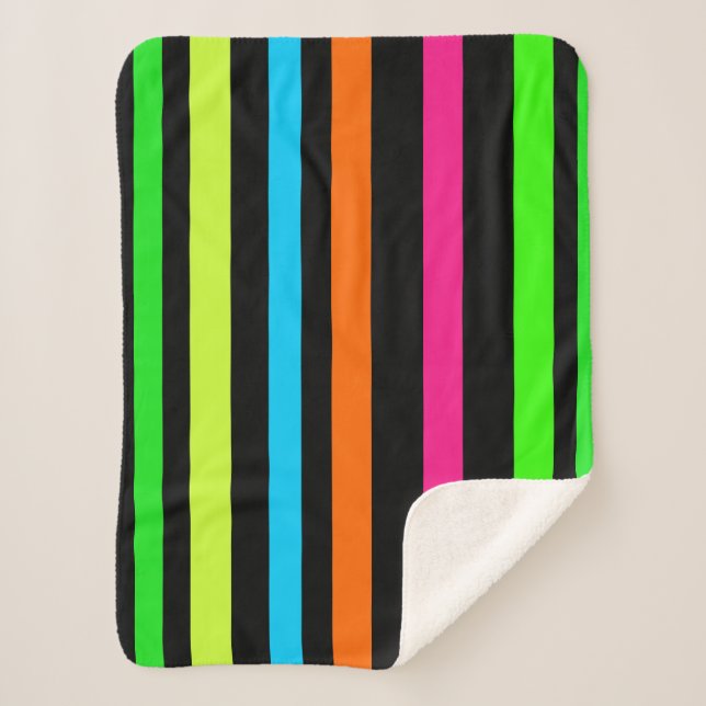 Neon stripes sherpa blanket (Front)