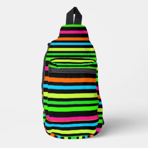Neon stripes sling bag