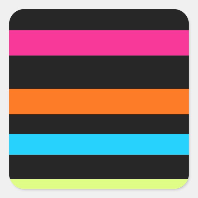 Neon stripes square sticker (Front)