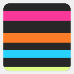 Neon stripes square sticker