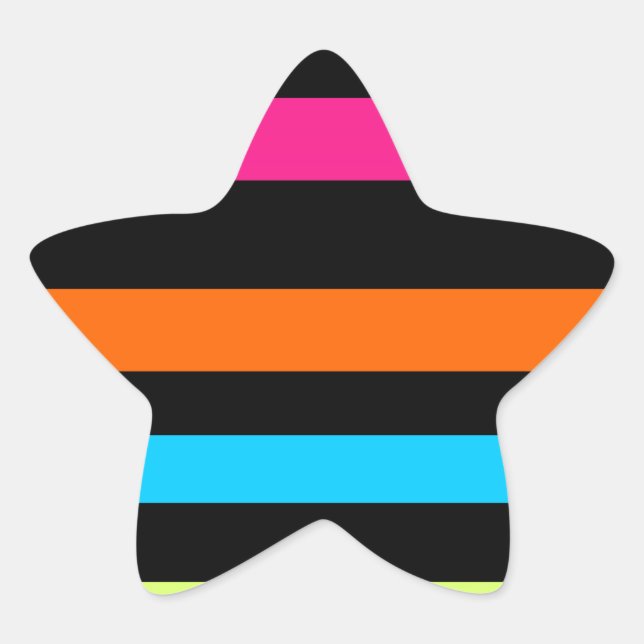 Neon stripes star sticker (Front)