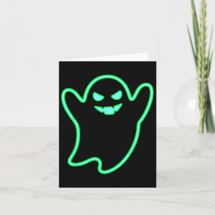Neon-style Cartoon Ghost Halloween Tee Card