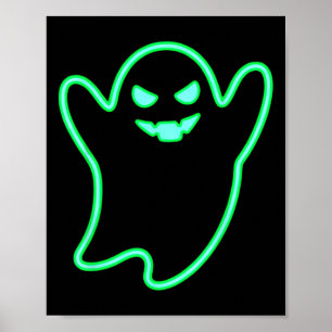 Neon-style Cartoon Ghost Halloween Tee  Poster