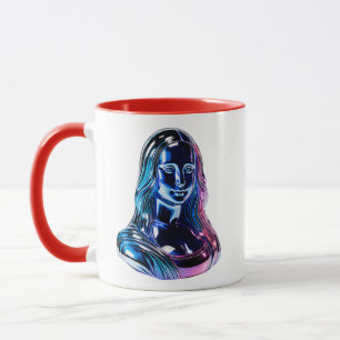 Neon Style Female Portrait Illustration Mug