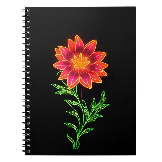 Neon Stylised Flower Notebook (Front)