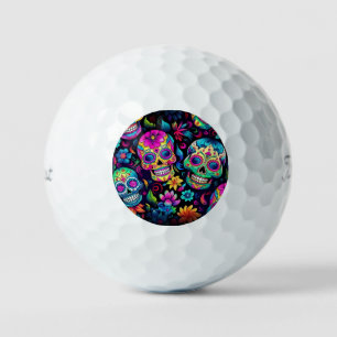 Neon Sugar Skull Golf Balls
