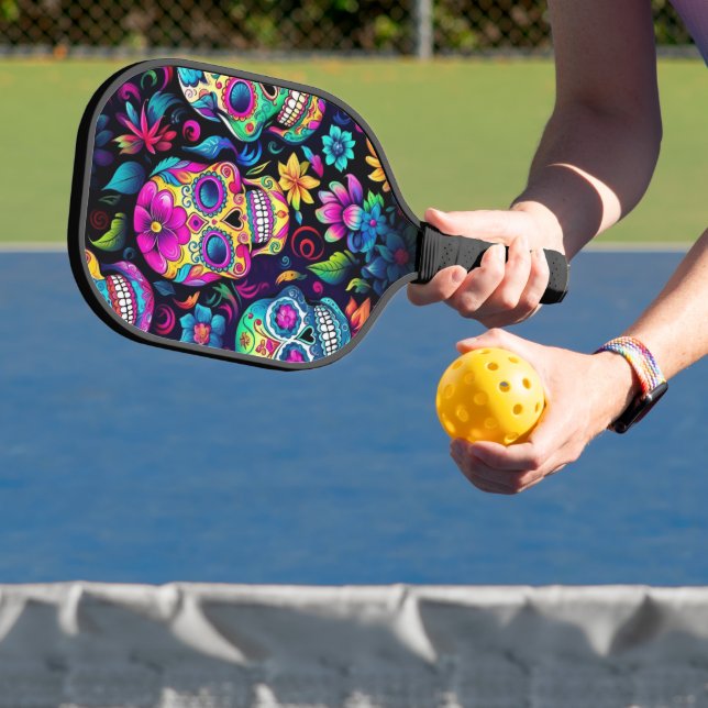 Neon Sugar Skull  Pickleball Paddle (Insitu)