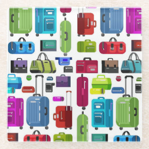 Neon Suitcases Glass Coaster