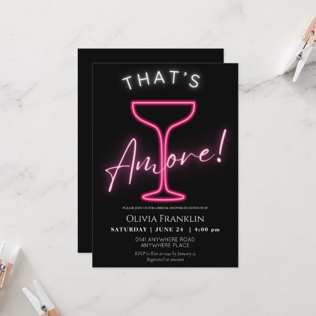 Neon summer bridal shower  invitation (Front/Back In Situ)