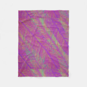 Neon Summer Purple Palms Fleece Blanket