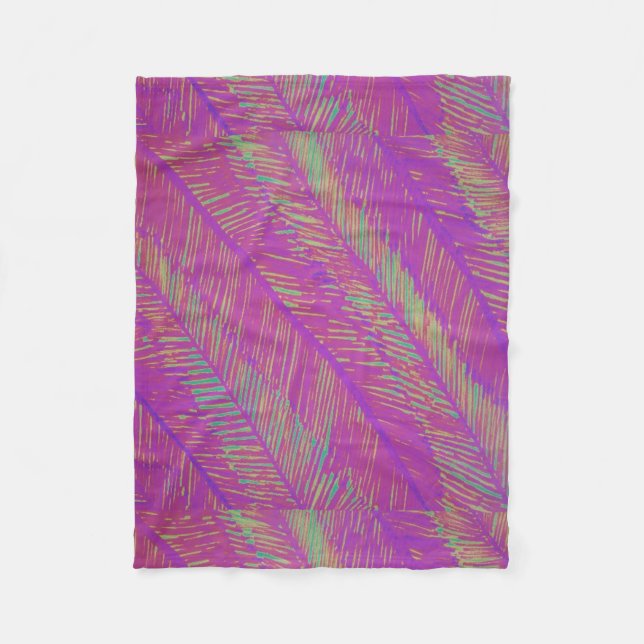 Neon Summer Purple Palms Fleece Blanket (Front)