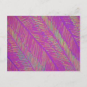 Neon Summer Purple Palms Postcard