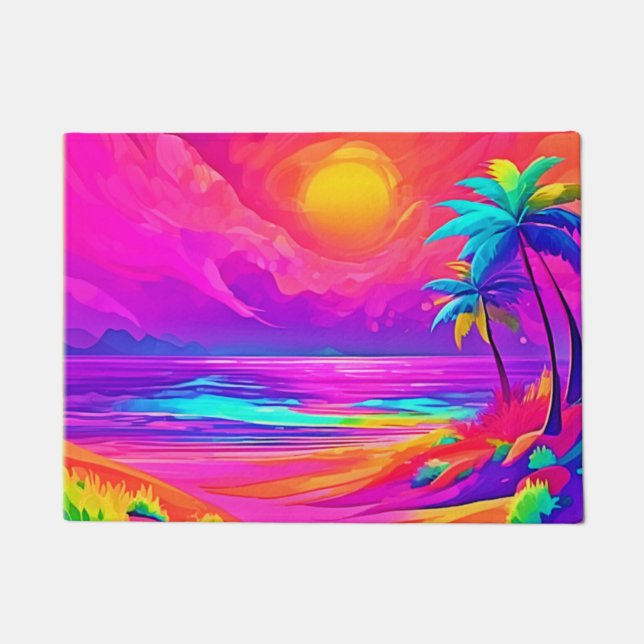 Neon Sun & Beach Bliss Doormat (Front)