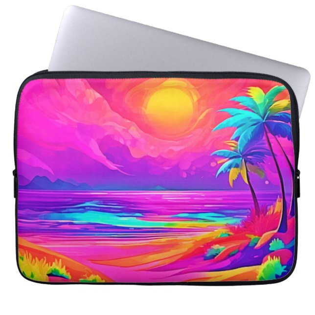 Neon Sun & Beach Bliss Laptop Sleeve (Front)