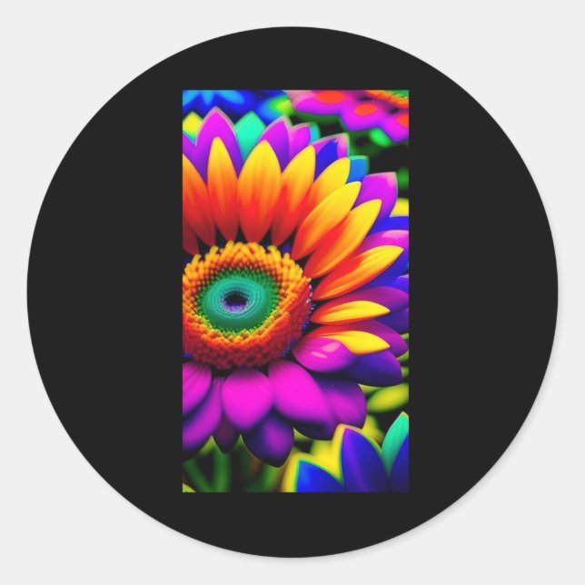 Neon Sunflower Art Sticker  (Front)