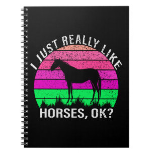 Neon Sunset I Really Like Horses Notebook
