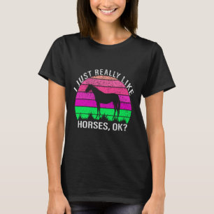 Neon Sunset I Really Like Horses   T-Shirt