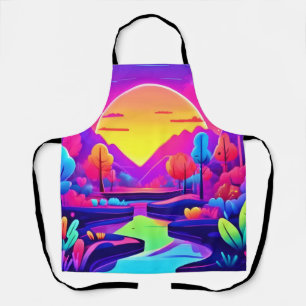 Neon Sunset Landscape Apron