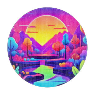 Neon Sunset Landscape Cutting Board