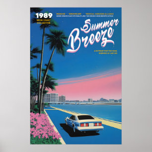 Neon Sunset Miami Art Print 80s Retro Summer