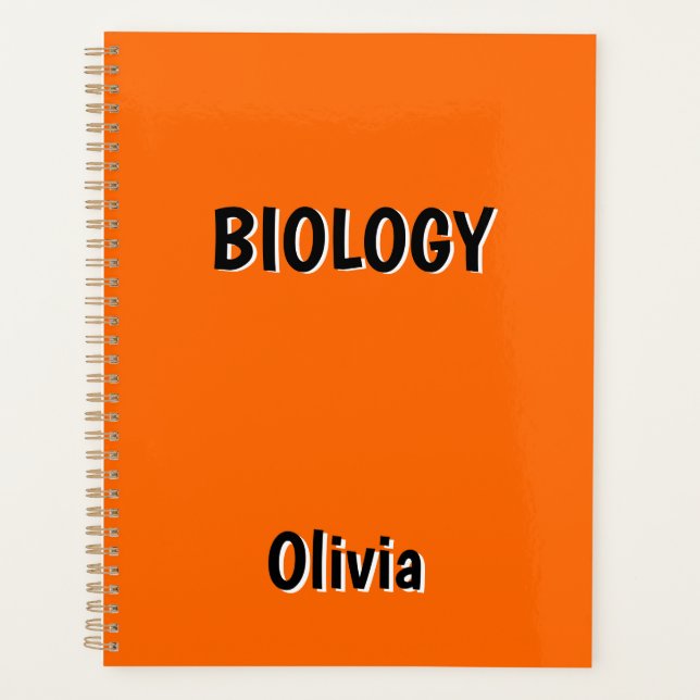 Neon Sunset Orange and Black 3D Personalised Name  Planner (Front)