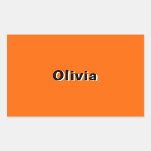 Neon Sunset Orange and Black 3D Personalised Name  Rectangular Sticker