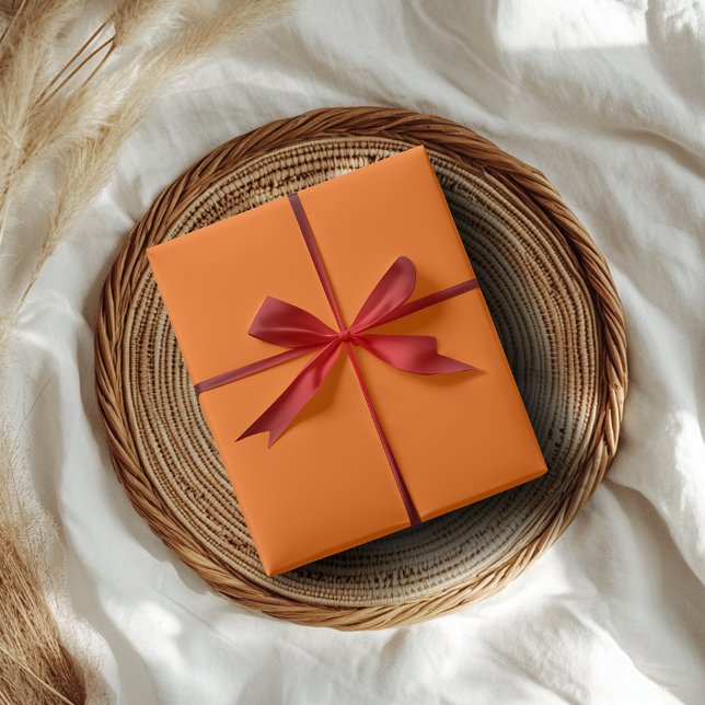 Neon Sunset Orange Solid Colour | Classic | Elegan Wrapping Paper (Creator Uploaded)