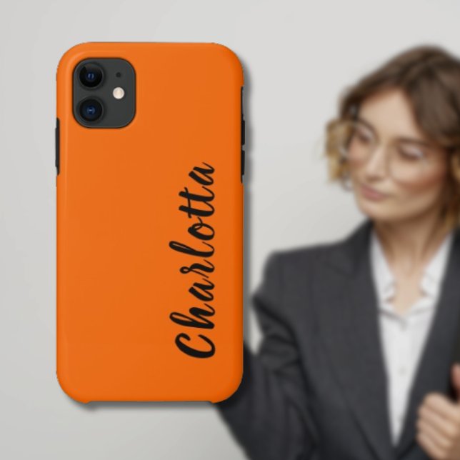 Neon Sunset Orange Solid Colour Custom Personalise Case-Mate iPhone Case (Creator Uploaded)