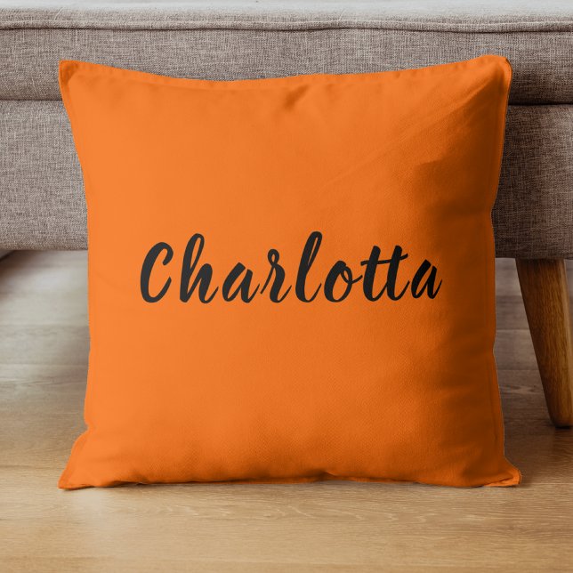Neon Sunset Orange Solid Colour Custom Personalise Cushion (Creator Uploaded)