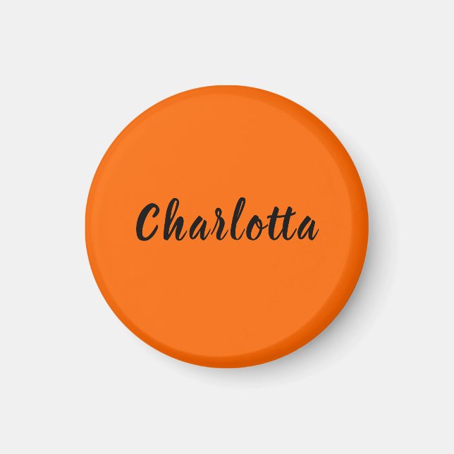 Neon Sunset Orange Solid Colour Custom Personalise Magnet (Front)