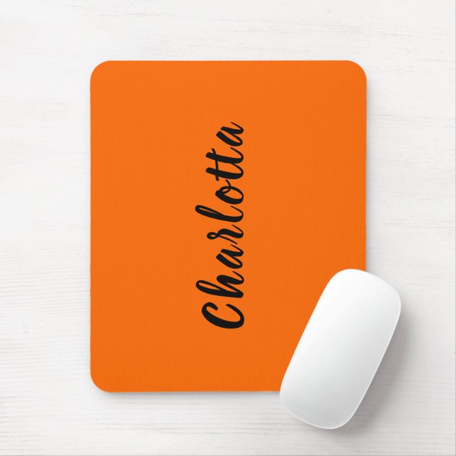Neon Sunset Orange Solid Colour Custom Personalise Mouse Mat (With Mouse)