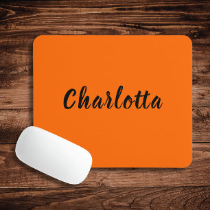 Neon Sunset Orange Solid Colour Custom Personalise Mouse Mat