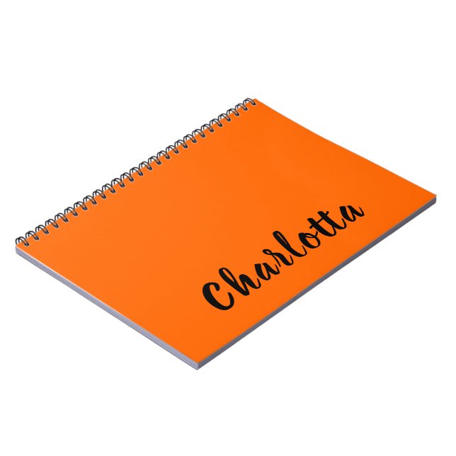 Neon Sunset Orange Solid Colour Custom Personalise Notebook (Left Side)
