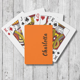 Neon Sunset Orange Solid Colour Custom Personalise Playing Cards