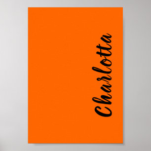 Neon Sunset Orange Solid Colour Custom Personalise Poster