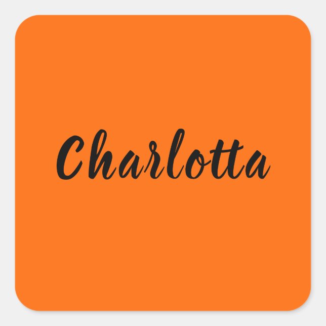 Neon Sunset Orange Solid Colour Custom Personalise Square Sticker (Front)