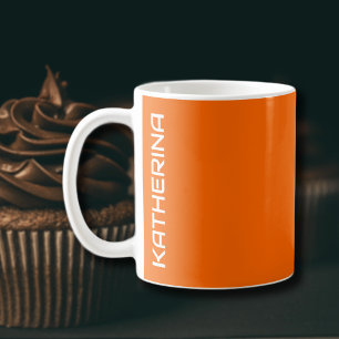 Neon Sunset Orange Solid Colour Personalised  Coffee Mug