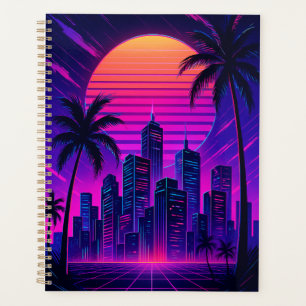 Neon Sunset Retro-Futuristic Cityscape Planner