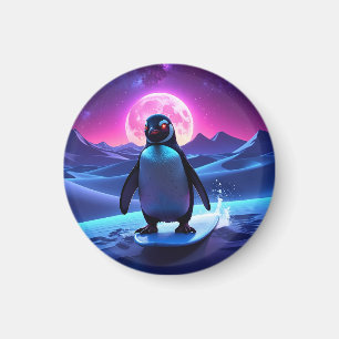 Neon Surf Penguin Magnet