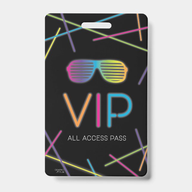 Neon Sweet 16 Birthday Glow Party VIP ID Badge (Front)