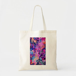 Neon Swirls Abstract Art Psychedelic Pink and Pu Tote Bag