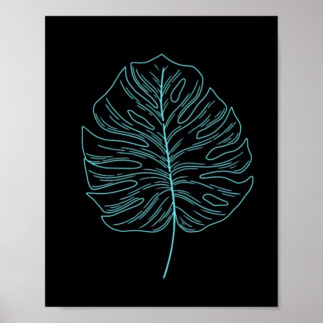 Neon Swiss Cheese Plant Leaf Poster (Front)